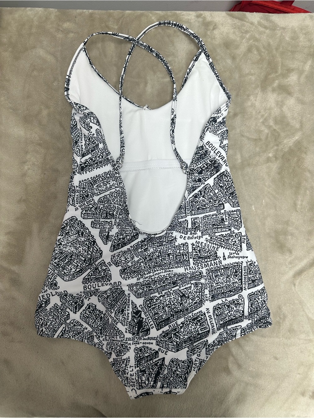 Dior White and Black Map-Print One-Piece Swimsuit